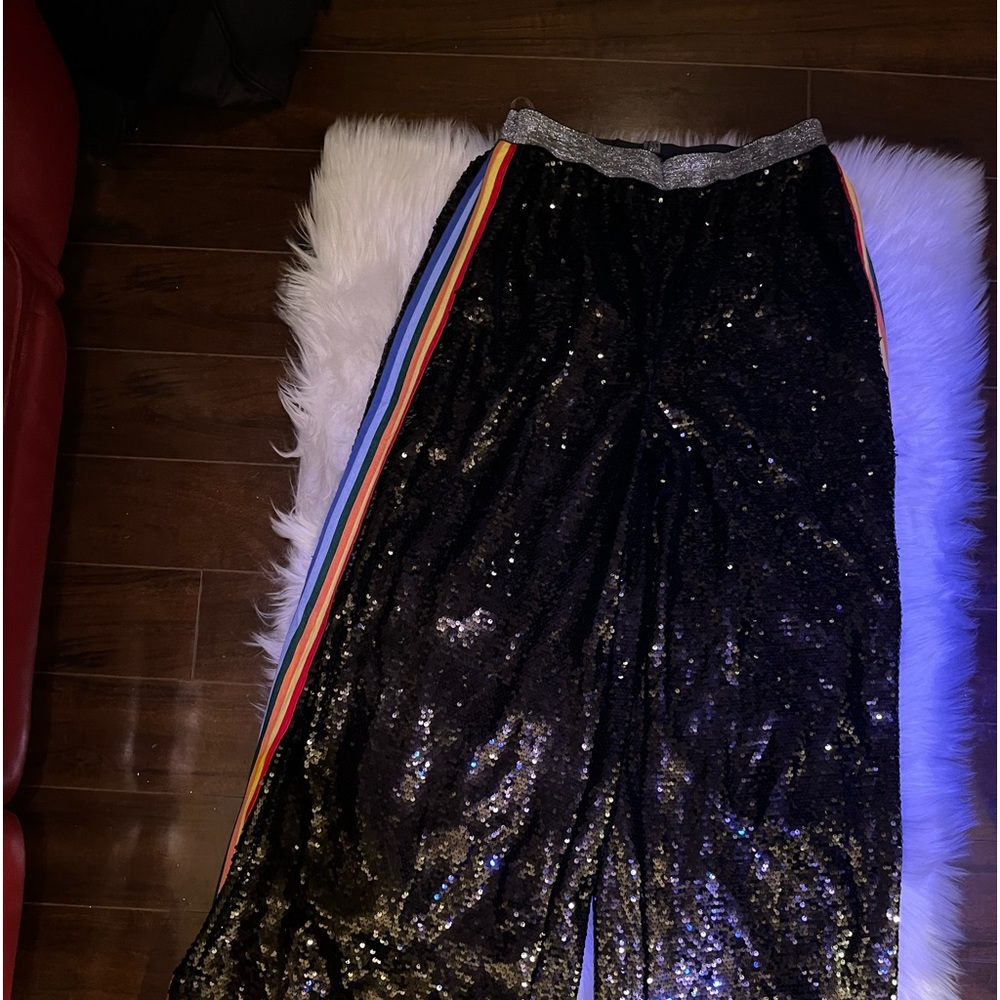 Sequins black wide leg pants NEVER WORN